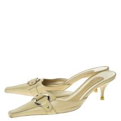 Givenchy Yellow Leather Square Toe Mules Size 37.5