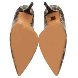 Pre Owned حذاء كعب عالي جيفنشي مدبب مرصع معدن جلد نقش فهد متعدد ا لألوان مقاس 39