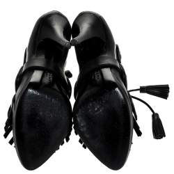Givenchy Black Leather Fringe Lace Up Booties Size 37