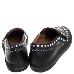 Pre Owned Givenchy Black Leather Studded Slip On Sneakers Size 40