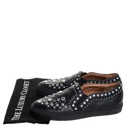 Pre Owned Givenchy Black Leather Studded Slip On Sneakers Size 40