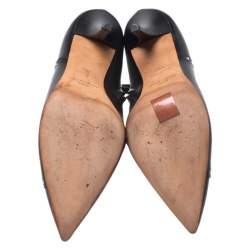 Pre Owned Givenchy Black Studded Leather Pointed Toe Ankle Boots Size 36.5