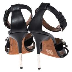 Givenchy Black Velvet And Leather Studded Criss Cross Ankle Strap Sandals Size 37