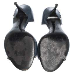 Pre Owned Givenchy Blue Leather And Canvas Bow Open Toe Sandals Size 38