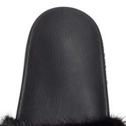 Pre Owned Givenchy Black Mink Fur Pool Slide Sandals Size 40