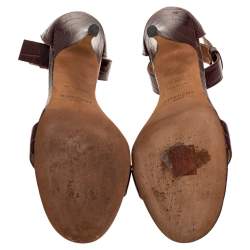 Pre Owned صندل جيفنشى سير كاحل كالى جلد نقش تمساح عنابى مقاس 39