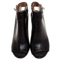 Pre Owned Givenchy Black Leather Shark Lock Wedge Sandals Size 40