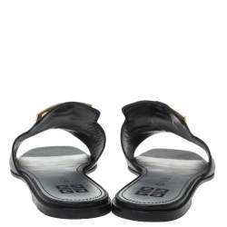 مملوكة مسبقًا حذاء فلات سلايدز جيفينشى 4جى جلد أسود مقاس 40