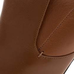 Pre Owned حذاء بوت كاحل جيفنشي كالي جلد ستريتش وجه مرتفع  بنى مقاس 39