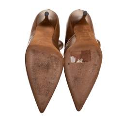 Pre Owned حذاء بوت كاحل جيفنشي كالي جلد ستريتش وجه مرتفع  بنى مقاس 39