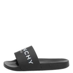 مملوكة مسبقًا Givenchy Black Rubber Logo Pool Slides Size 37