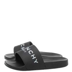 مملوكة مسبقًا Givenchy Black Rubber Logo Pool Slides Size 37