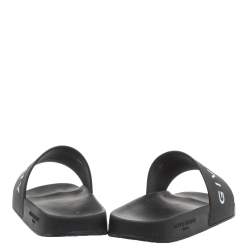 مملوكة مسبقًا Givenchy Black Rubber Logo Pool Slides Size 37