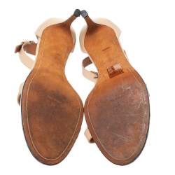 Pre Owned Givenchy Beige Leather Ankle Strap Sandals Size 39