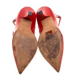 Pre Owned Givenchy Red Leather Studded Buckle Ankle Wrap Pumps Size 38