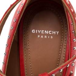 Pre Owned Givenchy Red Leather Studded Buckle Ankle Wrap Pumps Size 38