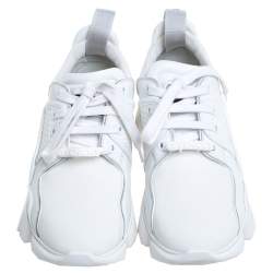 Pre Owned Givenchy White Fabric, Leather And Mesh Jaw Chunky Sneakers Size 36
