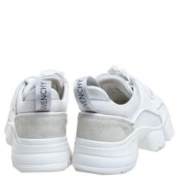 Pre Owned Givenchy White Fabric, Leather And Mesh Jaw Chunky Sneakers Size 36