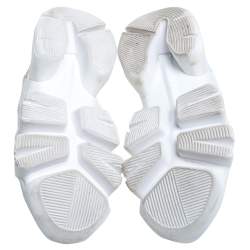 Pre Owned Givenchy White Fabric, Leather And Mesh Jaw Chunky Sneakers Size 36