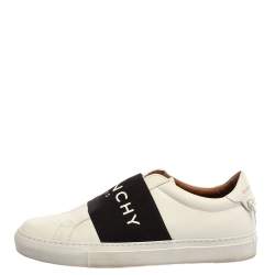 مملوكة مسبقًا Givenchy White/Black Leather Urban Street Logo Slip On Sneakers Size 38