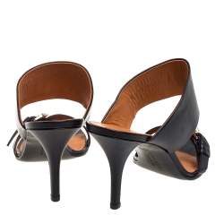 Pre Owned Givenchy Black Leather Obsedia Buckle Detail Sandals Size 39.5