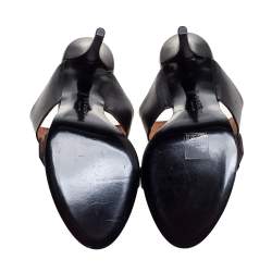 Pre Owned Givenchy Black Leather Obsedia Buckle Detail Sandals Size 39.5