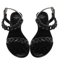 Pre Owned Givenchy Black Jelly Chain Flat Sandals Size 38