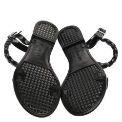Pre Owned Givenchy Black Jelly Chain Flat Sandals Size 38