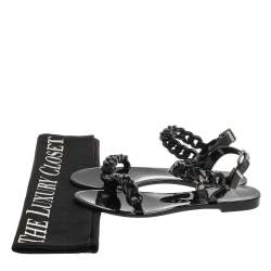 Pre Owned Givenchy Black Jelly Chain Flat Sandals Size 38
