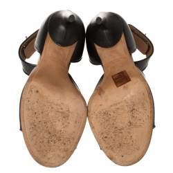 Givenchy Black Leather Shark Tooth Ankle Strap Sandals Size 40