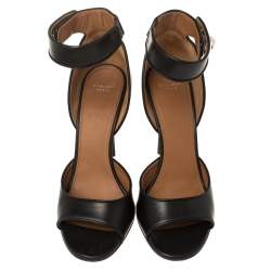 Givenchy Black Leather Shark Tooth Ankle Strap Sandals Size 40