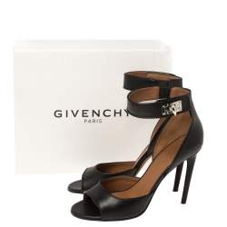 Givenchy Black Leather Shark Tooth Ankle Strap Sandals Size 40