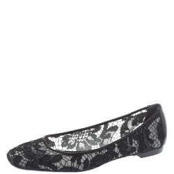 Pre Owned حذاء فلات باليه جيفنشي دانتيل وشبك أسود مقاس 36.5