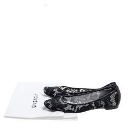 Pre Owned حذاء فلات باليه جيفنشي دانتيل وشبك أسود مقاس 36.5