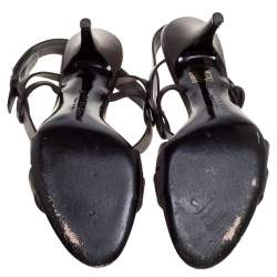 Pre Owned Givenchy Dark Brown Leather Ankle Strap Sandals Size 39