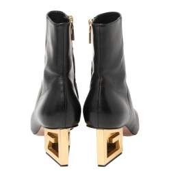 Pre Owned Givenchy Black Leather G Heel Ankle Boots Size 39