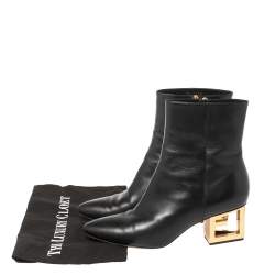 Pre Owned Givenchy Black Leather G Heel Ankle Boots Size 39