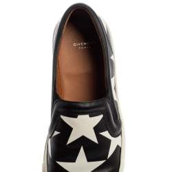 Givenchy Black And White Leather Star Print Skate Slip On Sneakers Size 39