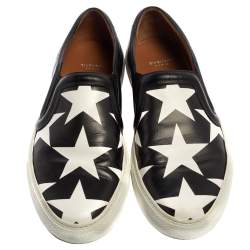 Givenchy Black And White Leather Star Print Skate Slip On Sneakers Size 39