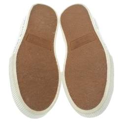 Pre Owned حذاء رياضي جيفنشي جلد أبيض/أسود ومطاط بالشعار عنق منخفض مقاس 39.5