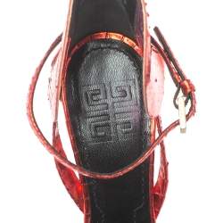Givenchy Metallic Red Python Ankle Strap Sandals Size 39