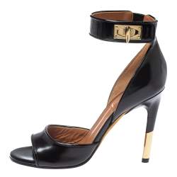 Givenchy Black Leather Sharklock Sandals Size 36