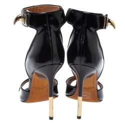 Givenchy Black Leather Sharklock Sandals Size 36