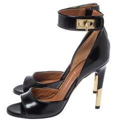 Givenchy Black Leather Sharklock Sandals Size 36