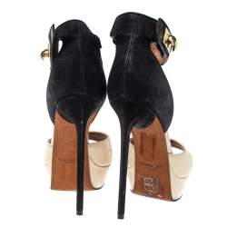 Givenchy Two Tone Leather And Suede Leather Sharlock Sandals Size 37