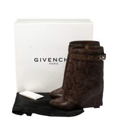 Givenchy Brown/Black Python Sharklock Ankle Boots Size 36