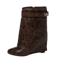Givenchy Brown/Black Python Sharklock Ankle Boots Size 36