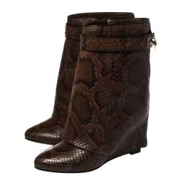 Givenchy Brown/Black Python Sharklock Ankle Boots Size 36