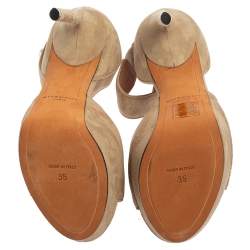 Givenchy Beige Suede Platform Ankle Wrap Sandals Size 35