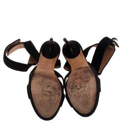 Pre Owned Givenchy Black Suede Shark Lock Sandals Size 39